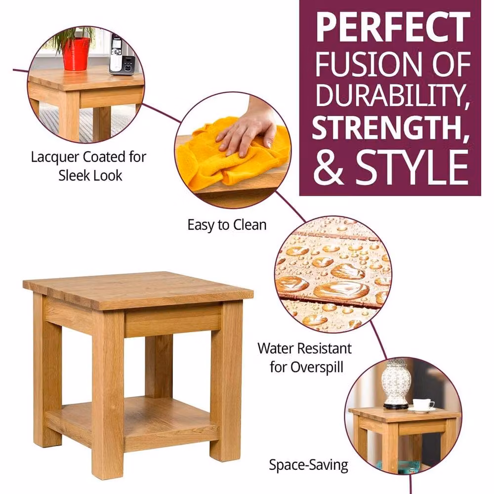FORGEVIO Small Square Oak Coffee Table in Light Oak – 3