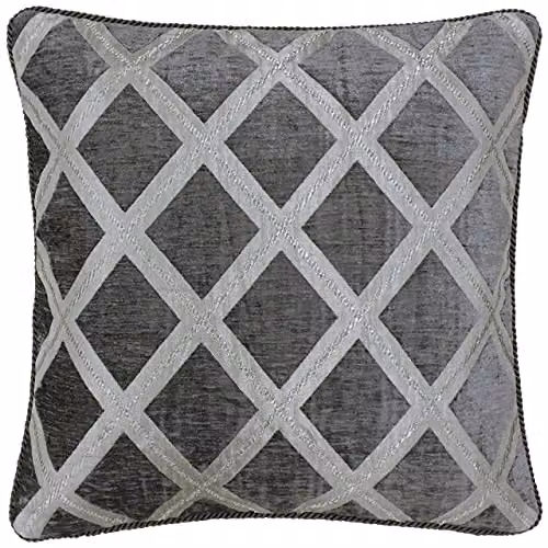 Paoletti Hermes Chenille Filled Cushion in Grey, W/D/H: 45 x 45 x 45 cm