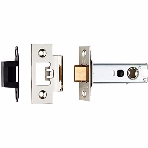 Loops 76mm Heavy Sprung Tubular Door Latch with 8mm Follower and Square Forend in Nickel Plated Silver