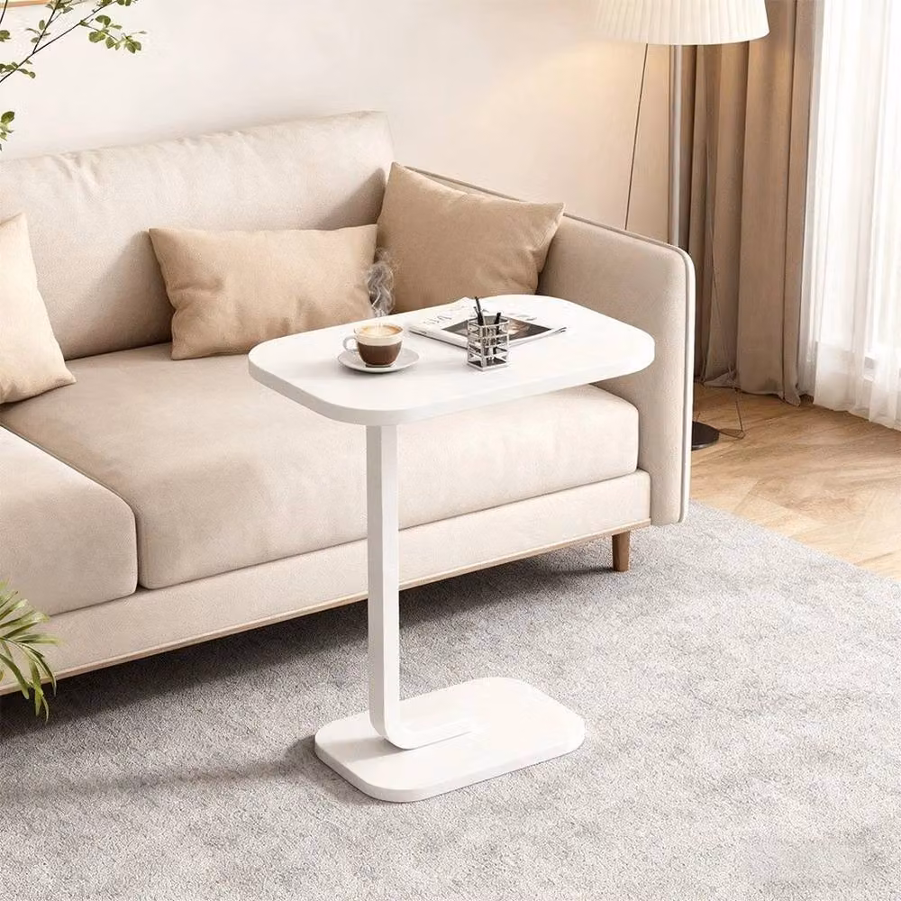 FLAVORA Adjustable C-Shaped Sofa Side Table in White – 3