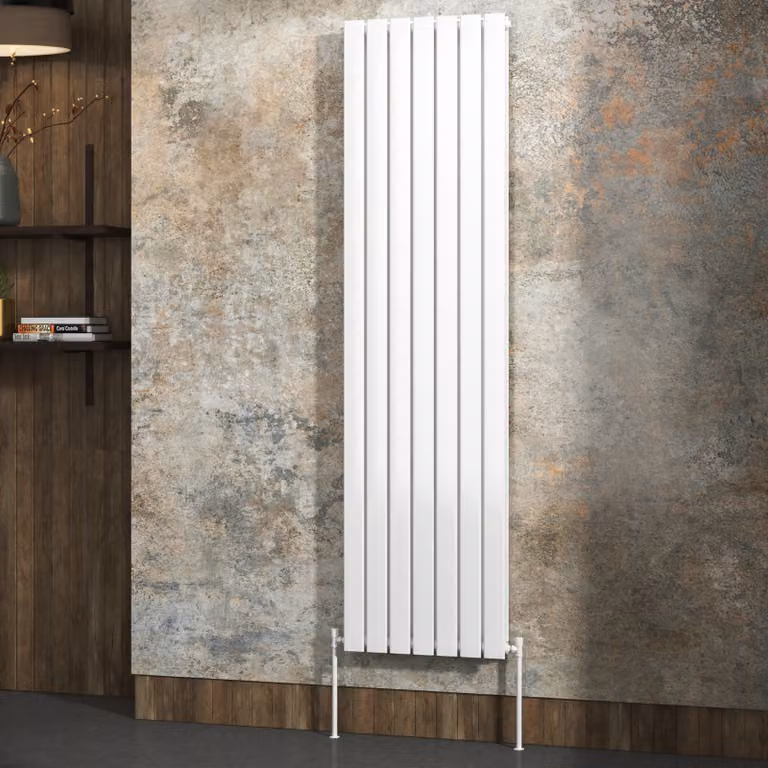 Fluxx White Flat Double Panel Vertical Designer Steel Radiator