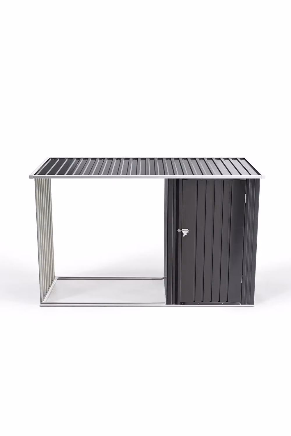 H&O Direct Steel Pent Outdoor Tool Storage Shed with Log Stacking Rack in Black, W: 250.0 cm, D: 159.0 cm, H: 103.0 cm – 2