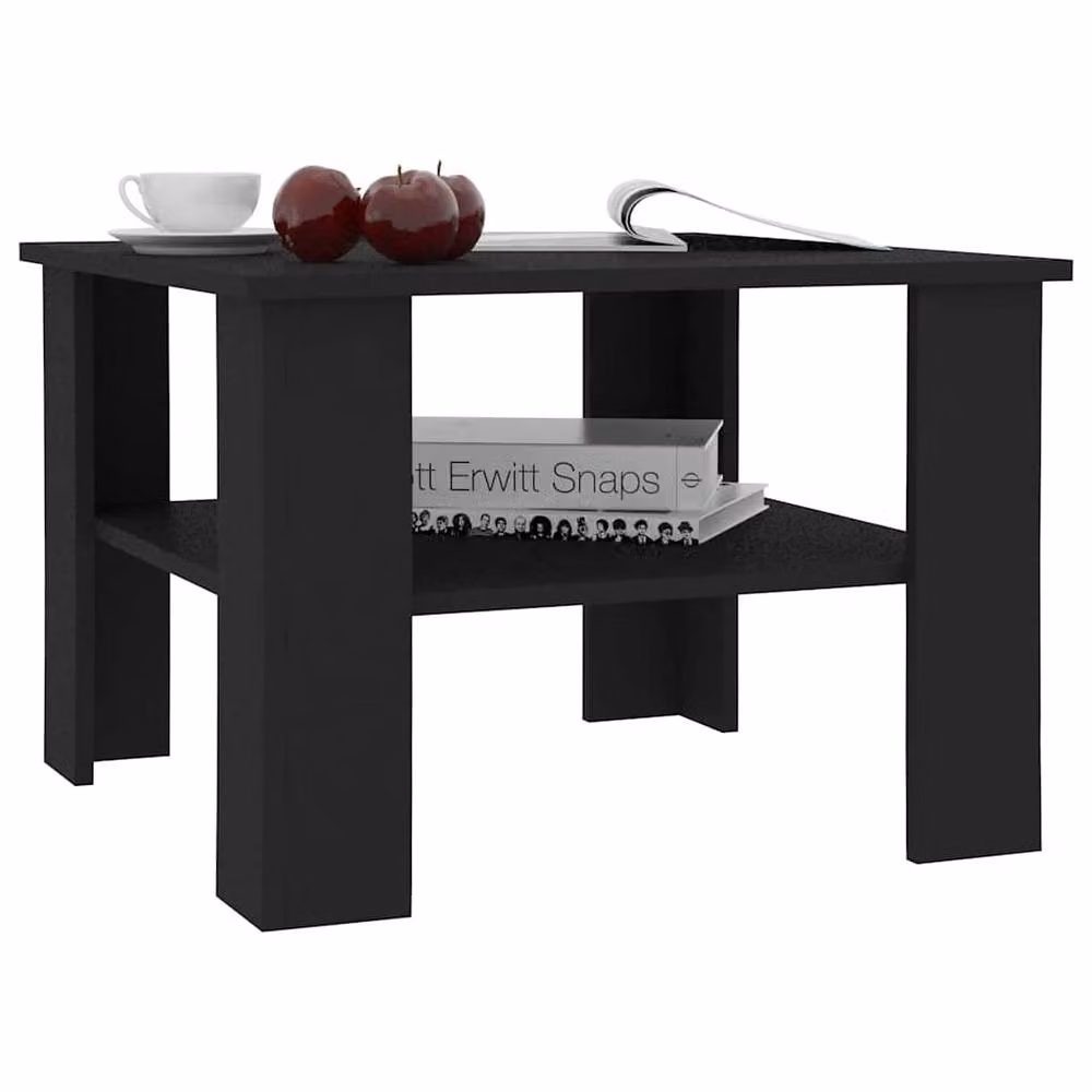 Berkfield Home Modern Black Square Coffee Table in Composite Wood, W/D/H: 60 x 60 x 42 cm – 3