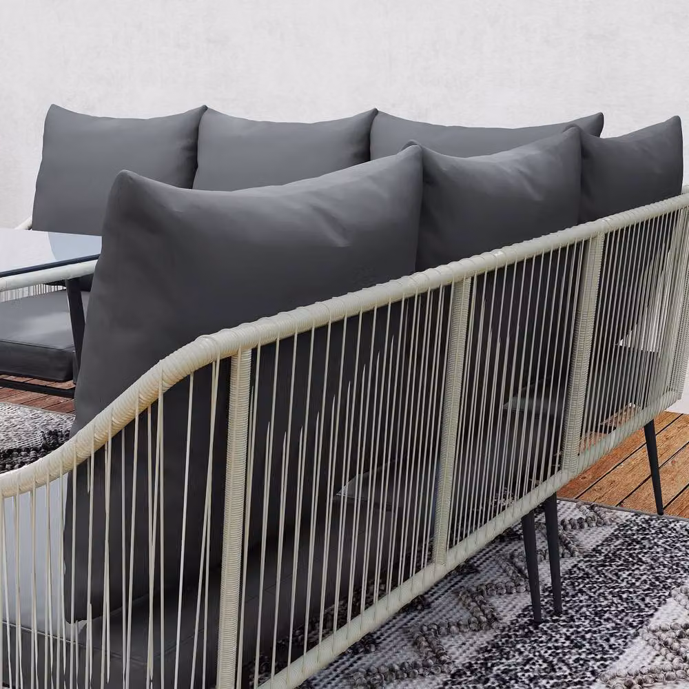STILVORA 6-Piece Modern Sofa Set with Steel Frame in Grey – 6