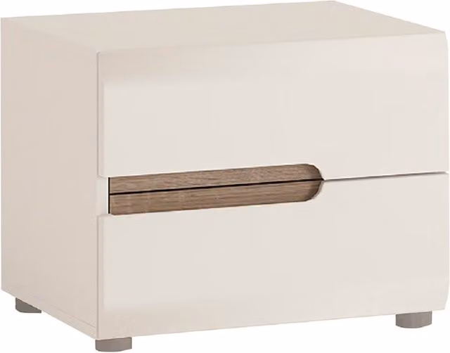 Jonas & James Lecce Two Drawer Bedside Cabinet in White and Oak