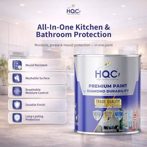 HQC Paints Matt Kitchen and Bathroom Emulsion, Blue, 1 l – 2