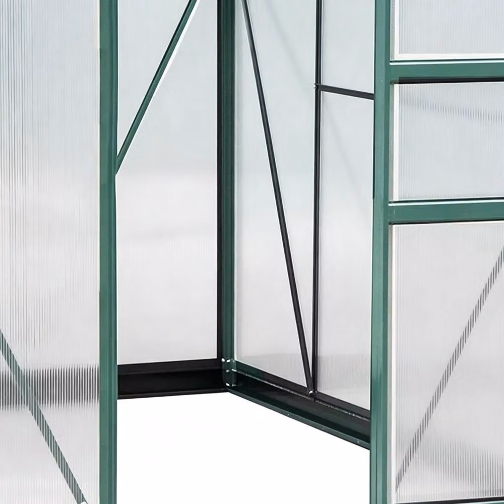 STILVORA Green Walk-In Greenhouse with Sliding Door, Window and Rain Gutter, W/D/H: 182.88 x 190 x 201 cm – 5