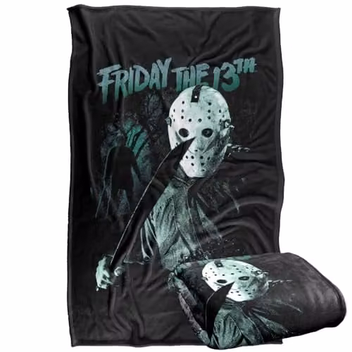 Warner Bros. Friday The 13th Lurk Silky Touch Super Soft Fleece Throw Blanket, Multicolour, W: 91.44 cm x D: 147 cm