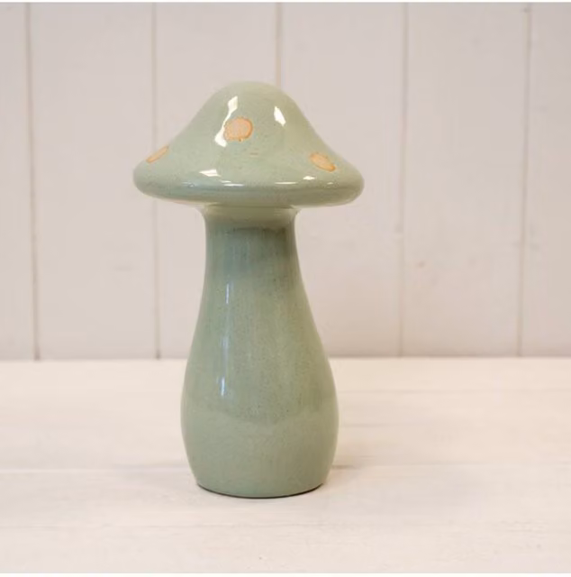 KDMD Medium Pale Green Ceramic Mushroom Tabletop Decor