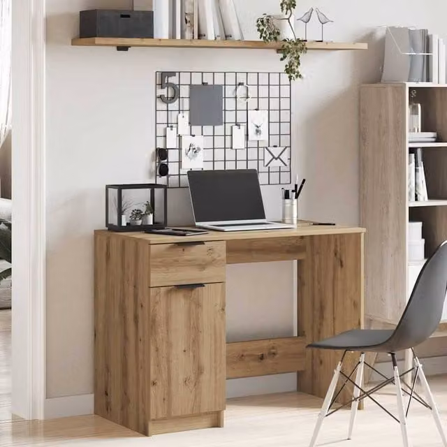 Berkfield Home Artisan Oak Decorative Writing Desk in Brown, W/D/H: 100 x 50 x 75 cm