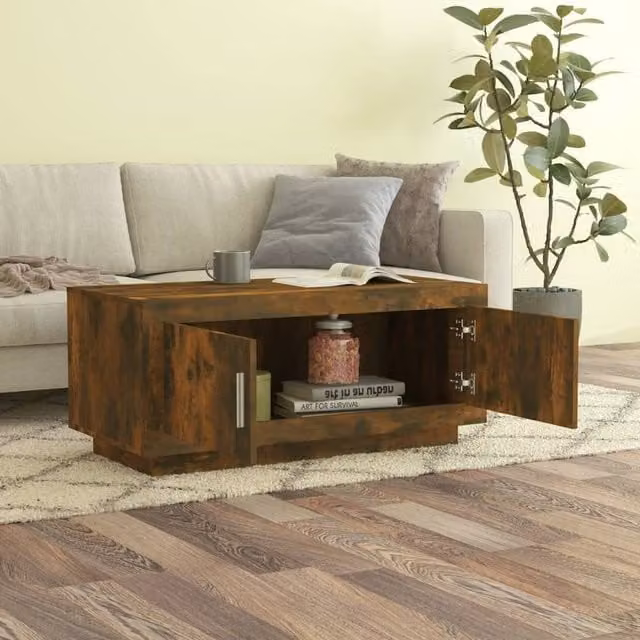 Berkfield Home Decorative Coffee Table in Smoked Oak Brown, W/D/H: 102 x 50 x 45 cm – 1