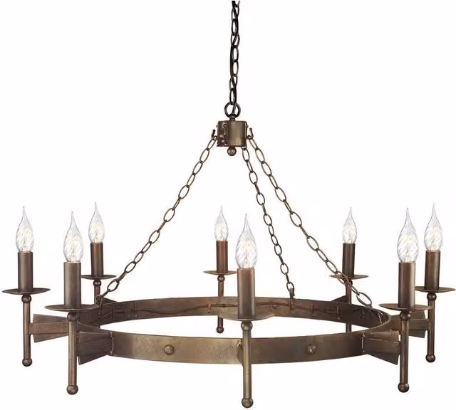 Elstead Cromwell 8 Light Ring Chandelier in Antique Bronze Finish with E14 Sockets