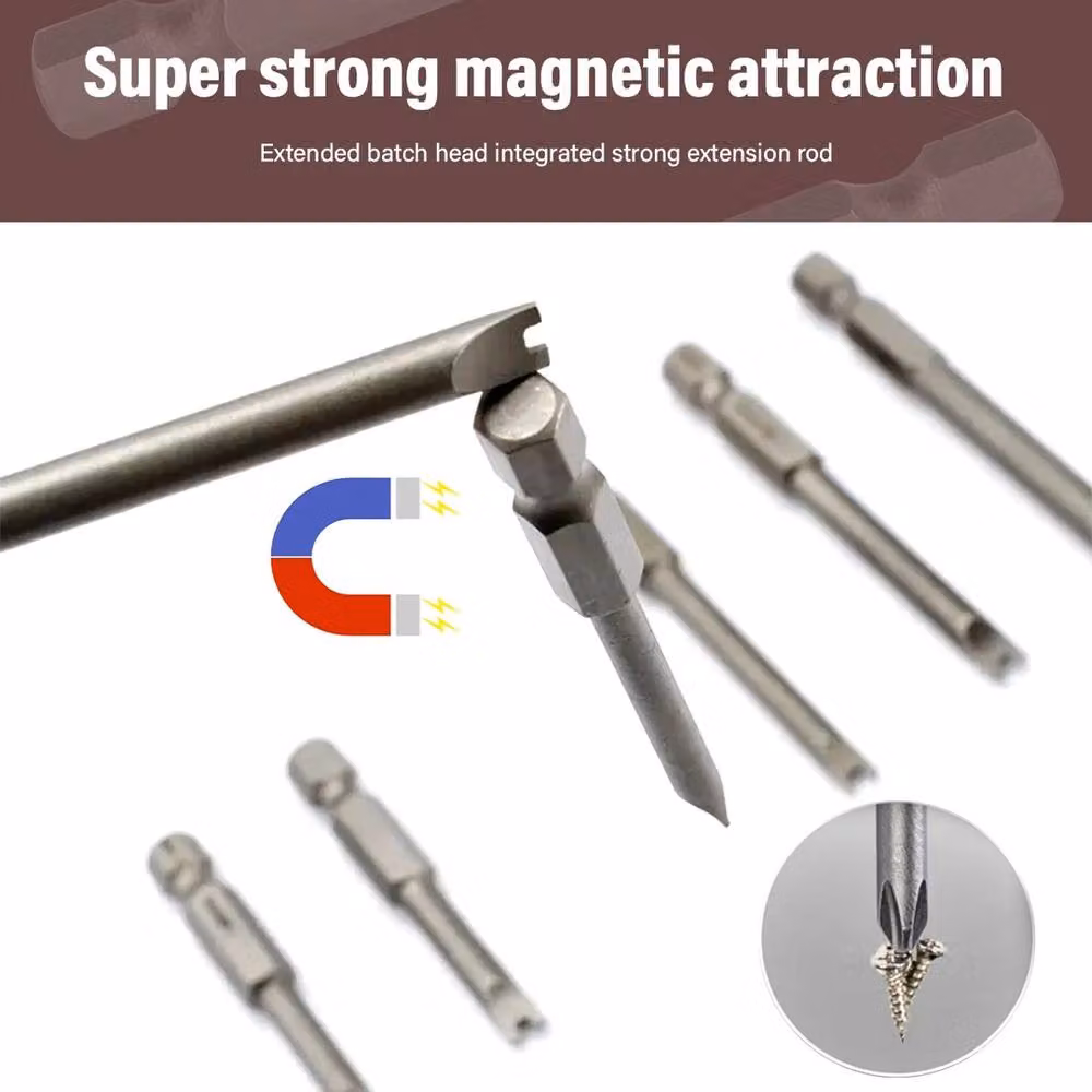 VOGREX 50-piece Set of Extra Long Magnetic Torx and Hex Screwdriver Bits in Silver – 2