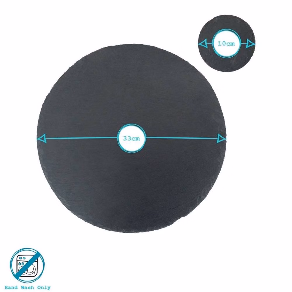 Havendro Argon Tableware 12-Piece Round Black Slate Placemats and Coasters Set, Diameter: 33 cm – 3