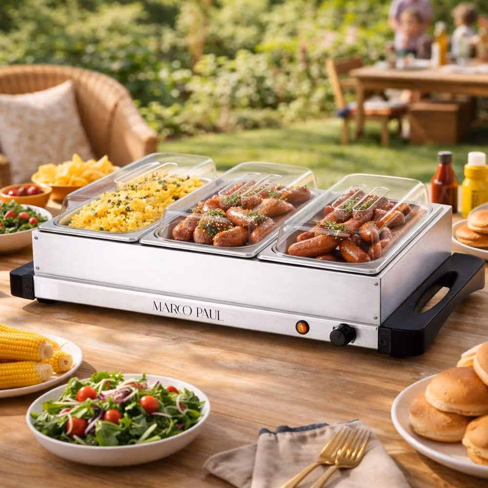 Marco Paul Electric Stainless Steel Buffet Server Food Warmer in Silver – 5