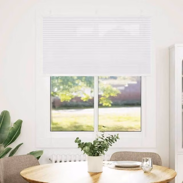 Berkfield Home Single Pleat Corded Blind in White Polyester, W: 105 cm, H: 150 cm