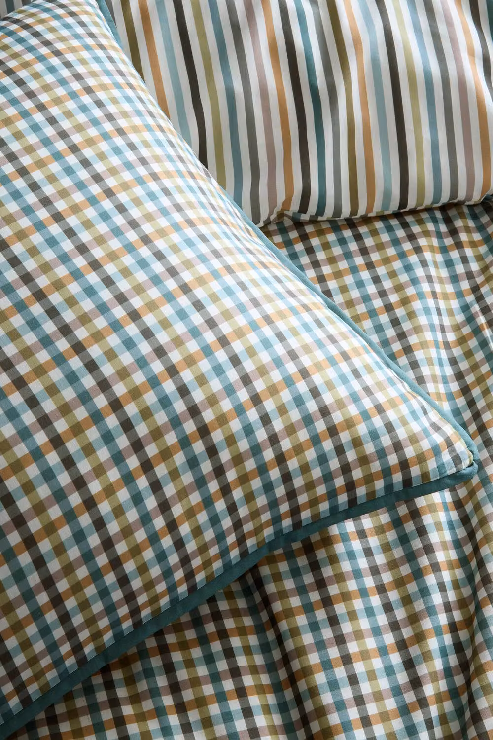 Appletree Micro Check 100% Cotton Reversible Duvet Cover Set in Green, W/D/H: 200 x 200 cm – 3