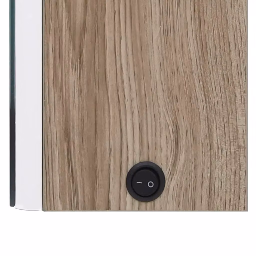 Berkfield Home LED Bathroom Mirror Cabinet in White and Oak, W/D/H: 89 x 14 x 62 cm – 4