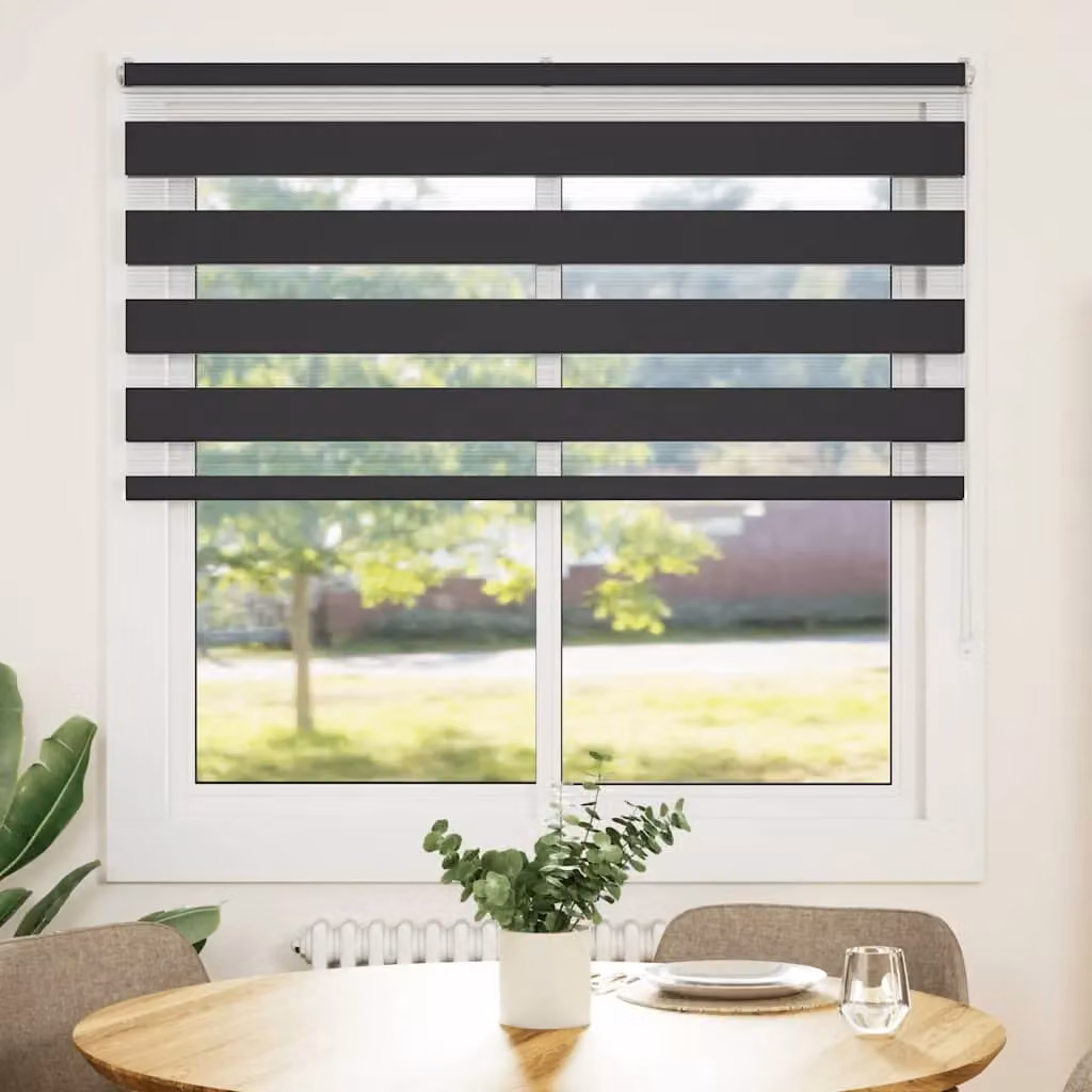 Berkfield Home Black Zebra Day and Night Blind, W: 140 cm, H: 150 cm – 2
