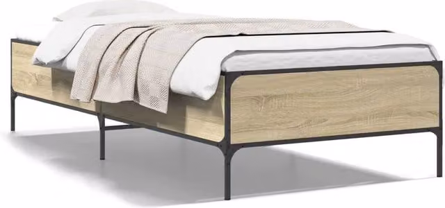 Berkfield Home Sonoma Oak Bed Frame in Beige, W/D/H: 100 x 200 cm