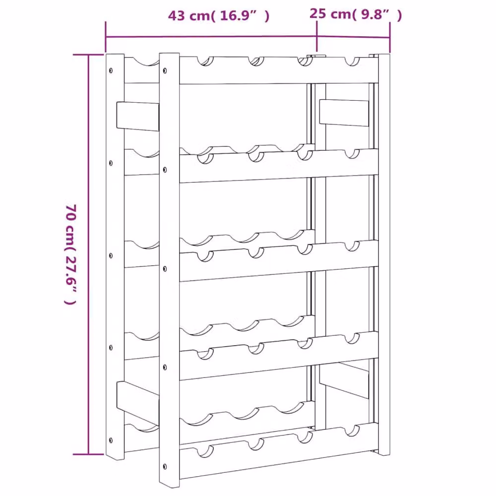 Berkfield Home Beautiful Grey Solid Pine Wood Wine Rack for 20 Bottles W/D/H: 70 x 25 x 25 cm – 5