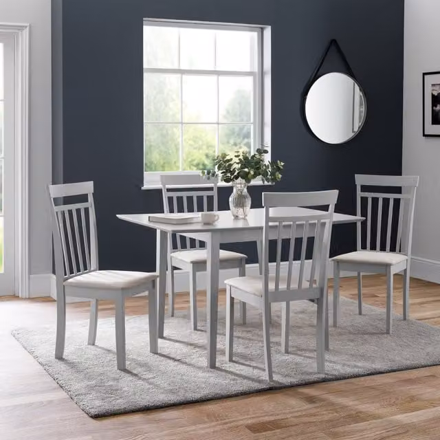 Julian Bowen Rufford Extendable Rectangular Dining Table and Chairs Set in Grey