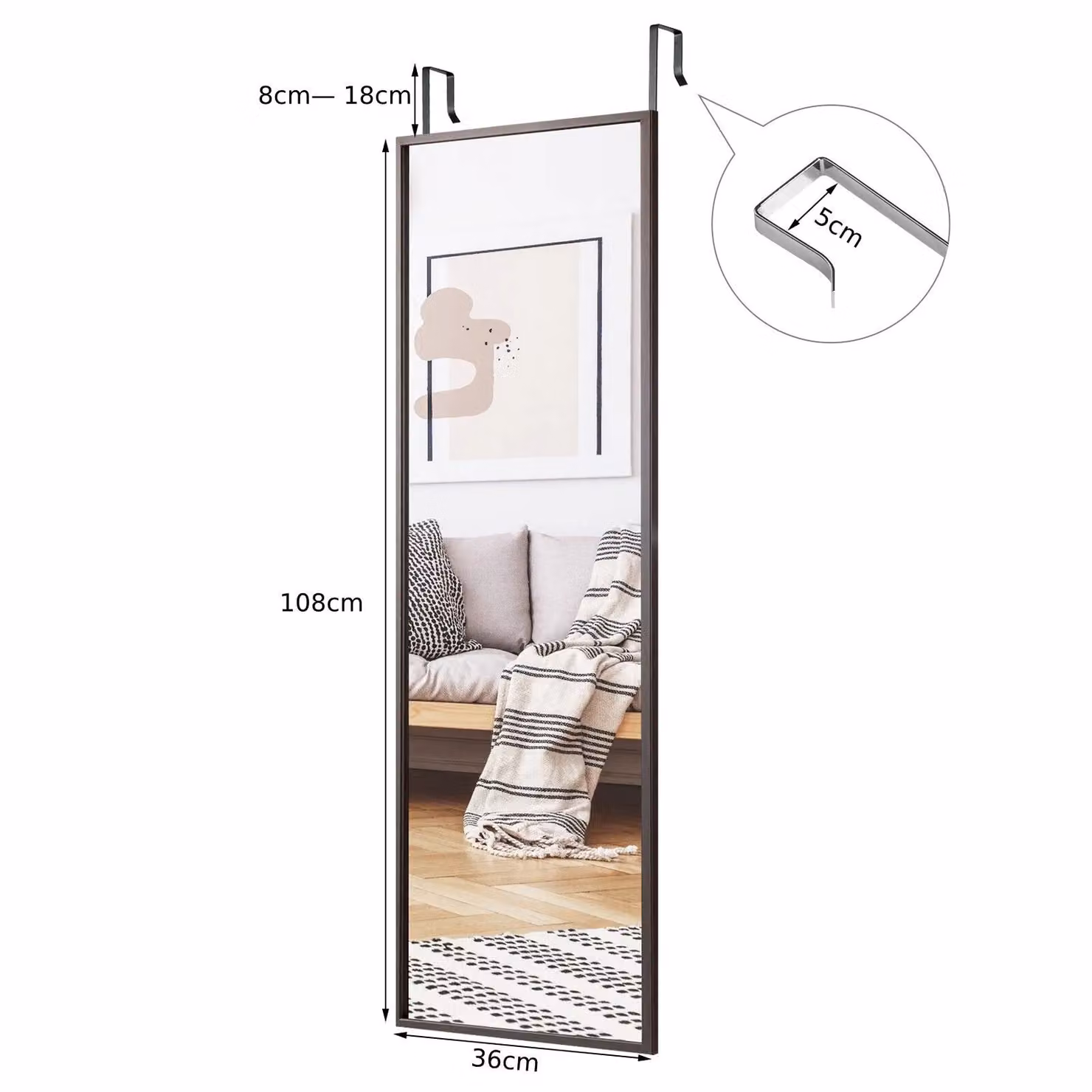 Costway 2-in-1 Full Length Mirror in Black for Bedroom or Wall Mounting – 2