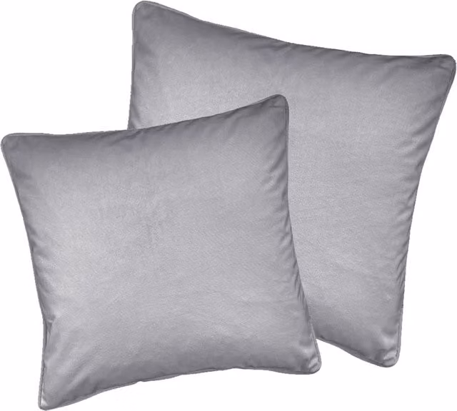 Enhanced Living Pair of Plain Grey Velvet Square Cushion Covers, W/D/H: 43 x 43 x 43 cm