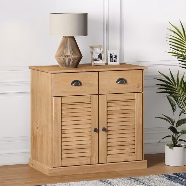 Berkfield Home VIGO Sideboard with Drawers in Brown Solid Pine Wood, W: 78 cm, D: 40 cm, H: 75 cm – 1