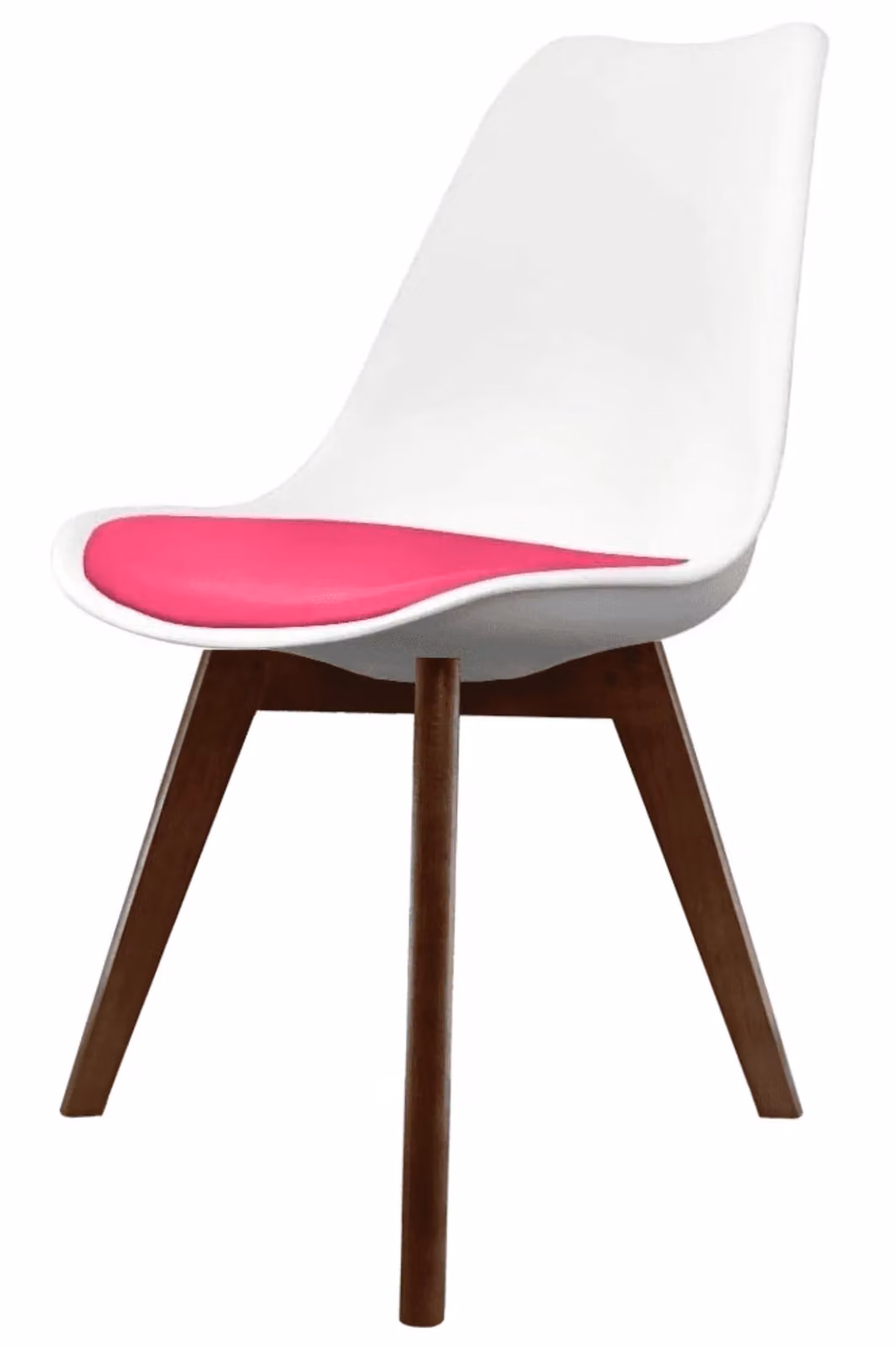 Fusion Living Soho Plastic Dining Chair with Dark Wood Legs in Bright Pink – 2