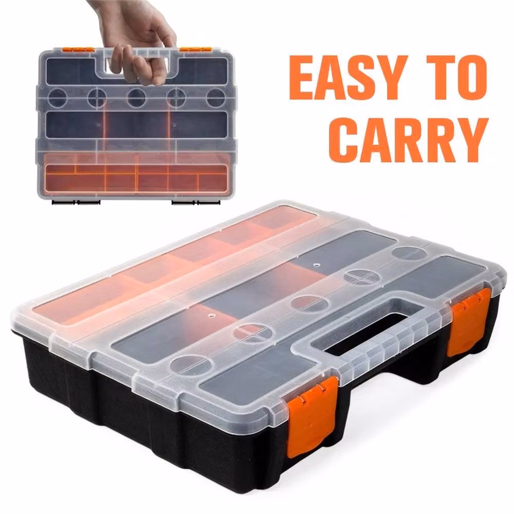 Nordara Transparent and Black Plastic Tool Organizer Box for DIY Workshop Storage – 3