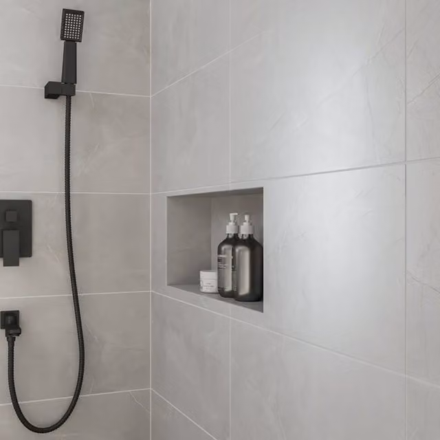 Johnson Tiles Melford Marble Effect Glossy Rectified Wall Tile Sample - Dark Grey