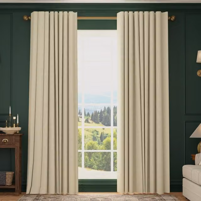 HOUSE Llewelyn-Bowen Made To Measure Blackout Chenille Fabric Panel Curtains in Chalk