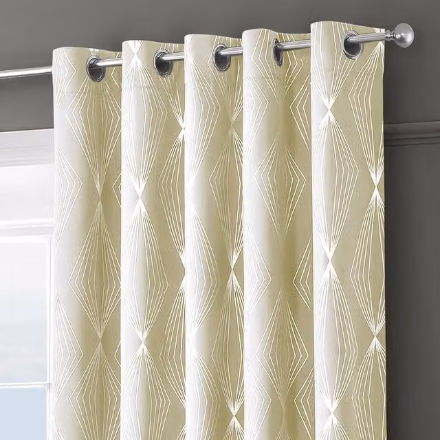 Velosso Onyx Thermal Blackout Eyelet Curtains in Beige, Width: 117 cm, Drop: 137 cm