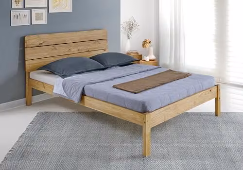 Seconique Ronan Double Bed Frame in Brown Waxed Pine, W/D/H: 140 x 200 x 150 cm – 2