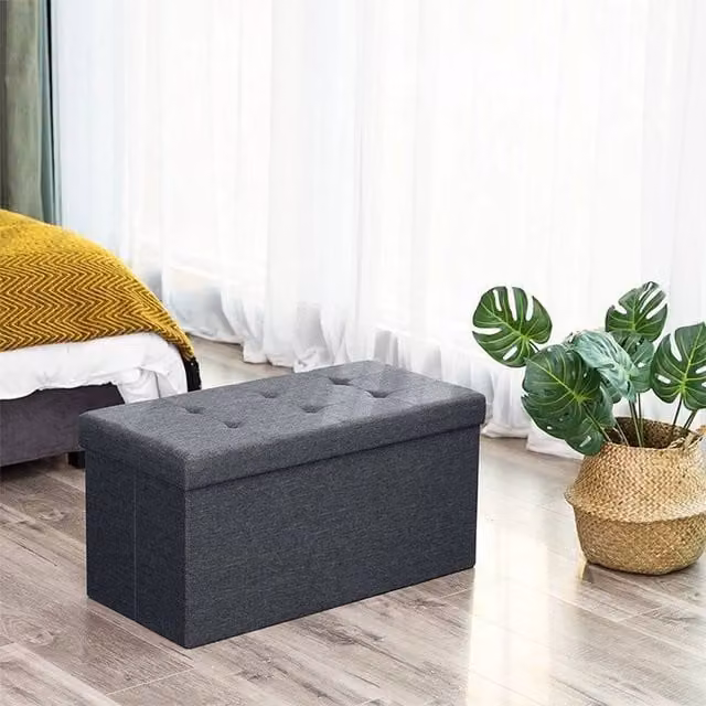 KORVIXA Extra Large Ottoman Storage Seat Stool in Dark Grey, W/D/H: 110 x 38 x 38 cm – 1