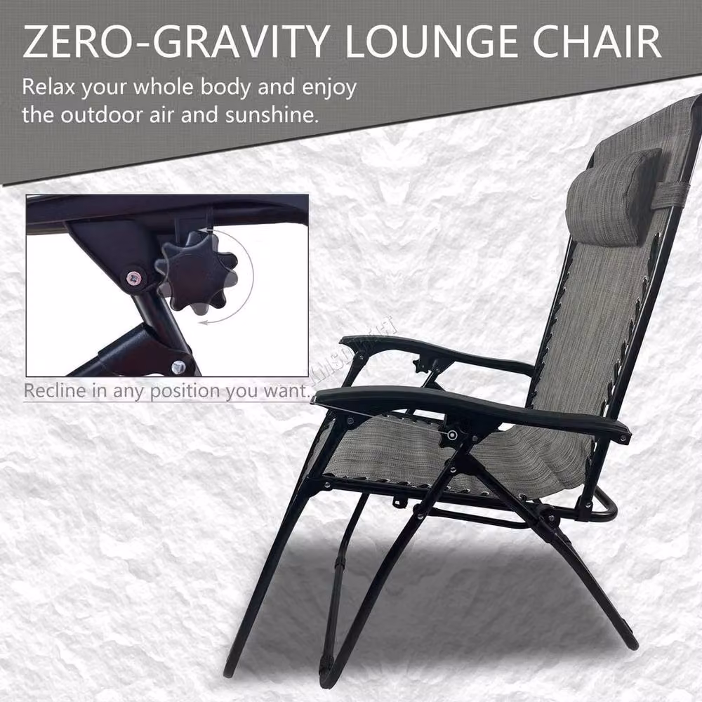 NESTLUNE Sun Recliner Lounge Table Set, 3 Pieces, Grey – 3