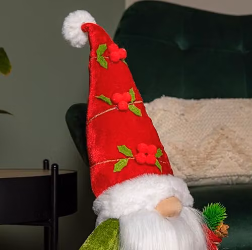 Samuel Alexander Standing Christmas Gonk with Santa Hat and Extendable Legs in Red and Green, Height: 71 cm – 3