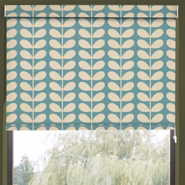 Orla Kiely Solid Stem Made to Measure Blackout Roller Blind in Duckegg Blue