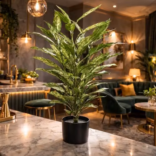 LeafUK Green Fire Retardant Aglaonema Artificial Bush, Height: 80 cm – 2