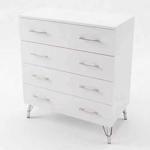 FWStyle Maldon Matt White 4 Drawer Chest of Drawers with Metal Legs, H87 x W77 x D41.5 cm – 1