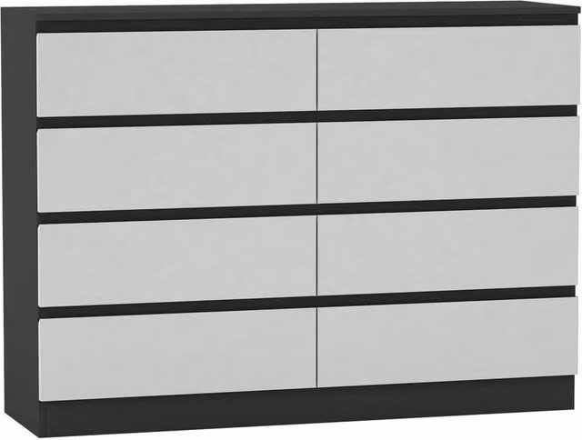 FORGEVIO Modern Wooden 8-Drawer Chest of Drawers with Black Carcass and White Drawers – 1