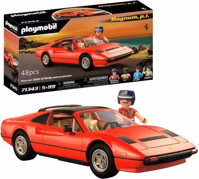 Playmobil Ferrari 308 GTS Quattrovalvole Magnum, P.I. Playset, Red