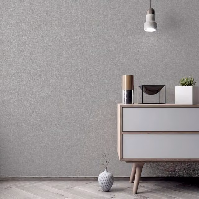 Arthouse Grey Plain Textured Linen Wallpaper
