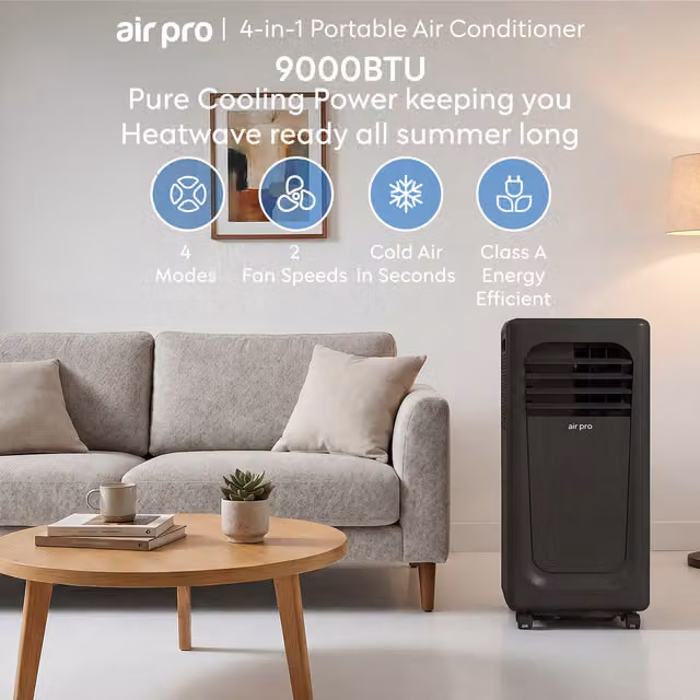 Air Pro Portable Monobloc Air Conditioner with Remote and App Control, Black, Height: 71.0 cm
