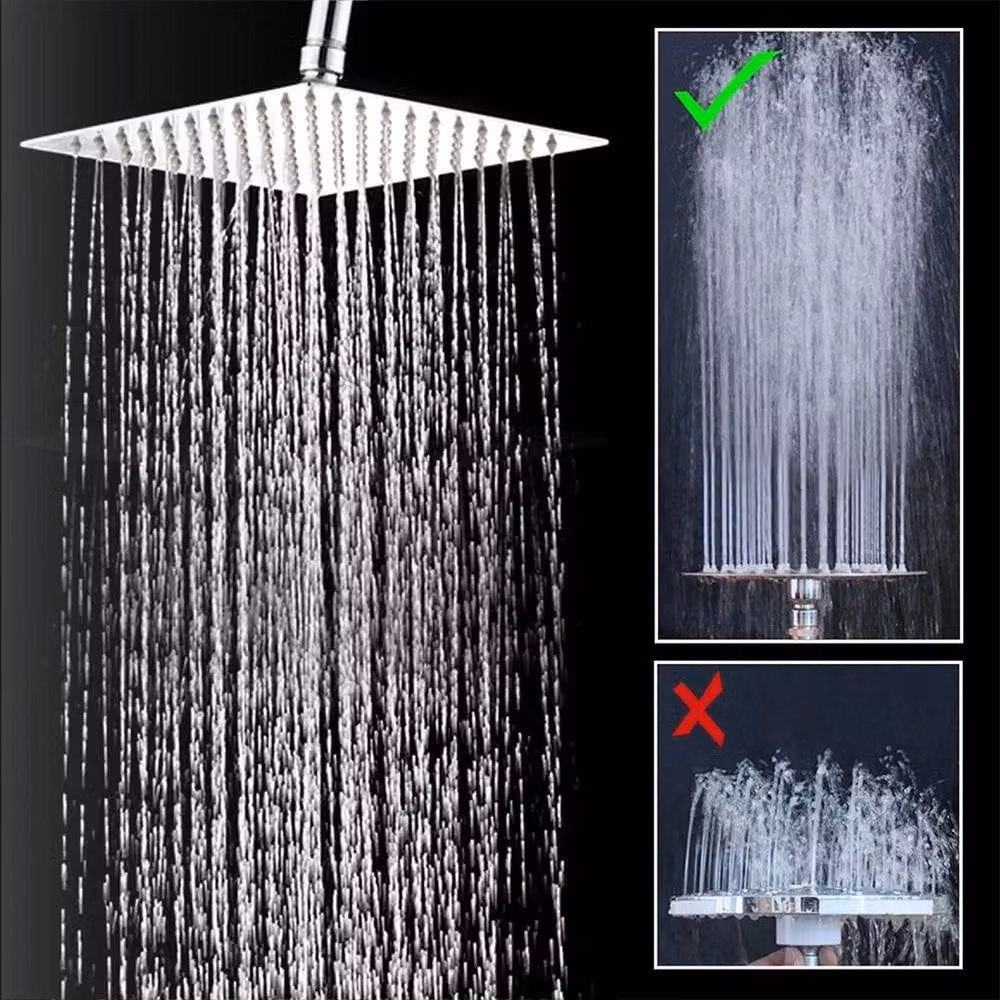 Hinsinc Stainless Steel High Pressure Square Waterfall Rain Shower Head in Silver, W: 52 cm – 2