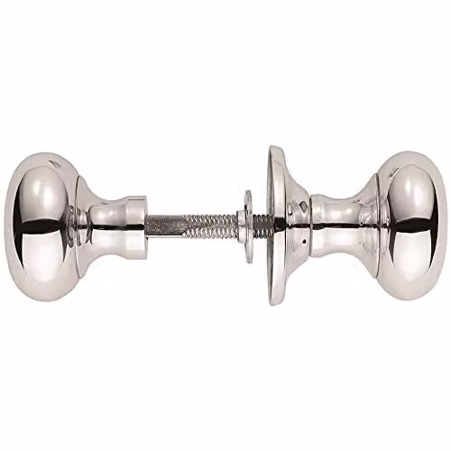 Loops Pair of Large Mushroom Rimmed Mortice Door Knobs in Polished Chrome, 53mm Diameter