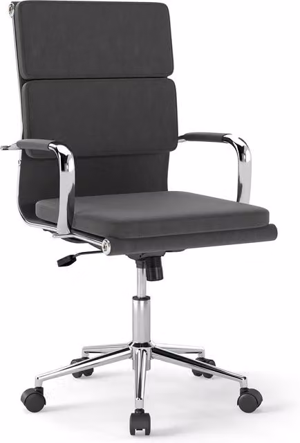 Costway Grey Ergonomic Fabric Swivel Office Chair with Headrest and Armrests
