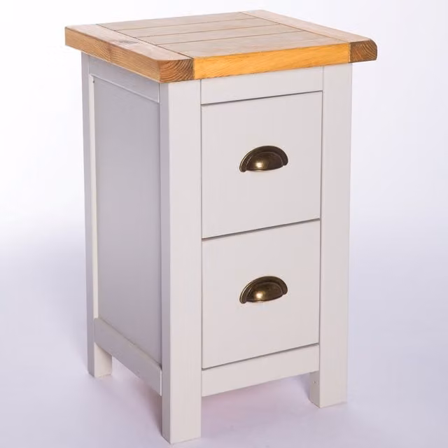 Cabinet Bits Argenta 2 Drawer Petite Bedside Cabinet in Grey with Gold Details