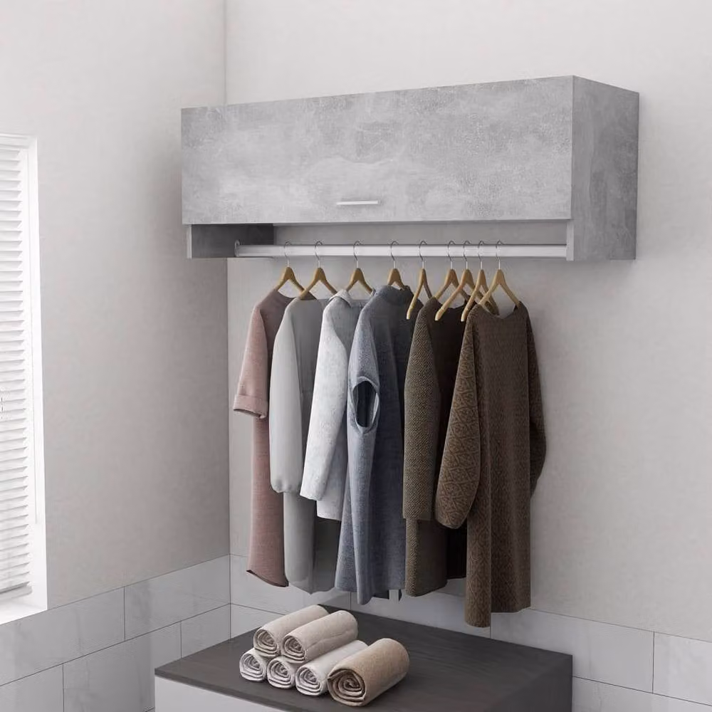 Berkfield Home Modern Wall Mounted Wardrobe in Concrete Grey, W/D/H: 100 x 32.5 x 35 cm – 1